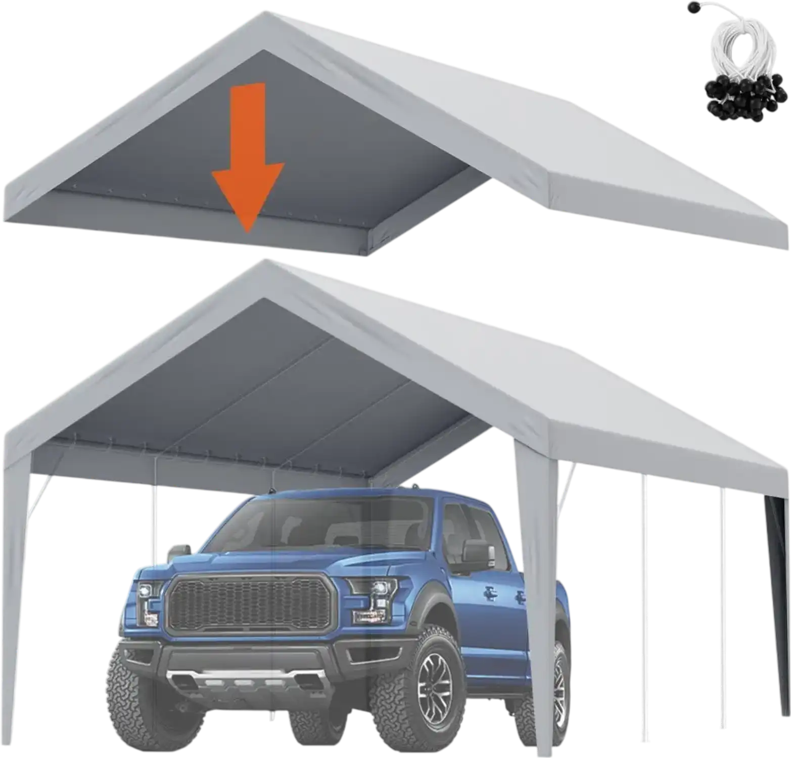 Vevor Carport Replacement Canopy Cover 12' x 20' Waterproof UV-Protected Gray Top Cover New