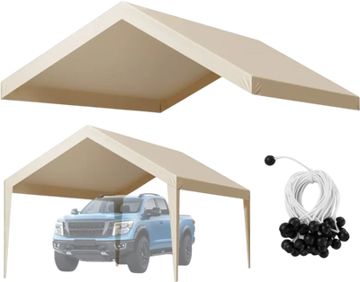 Vevor Carport Replacement Canopy 12' x 20' Waterproof UV-Resistant Beige Cover New