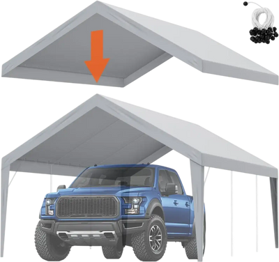 Vevor Carport Replacement Canopy Cover 13' x 20' Gray New