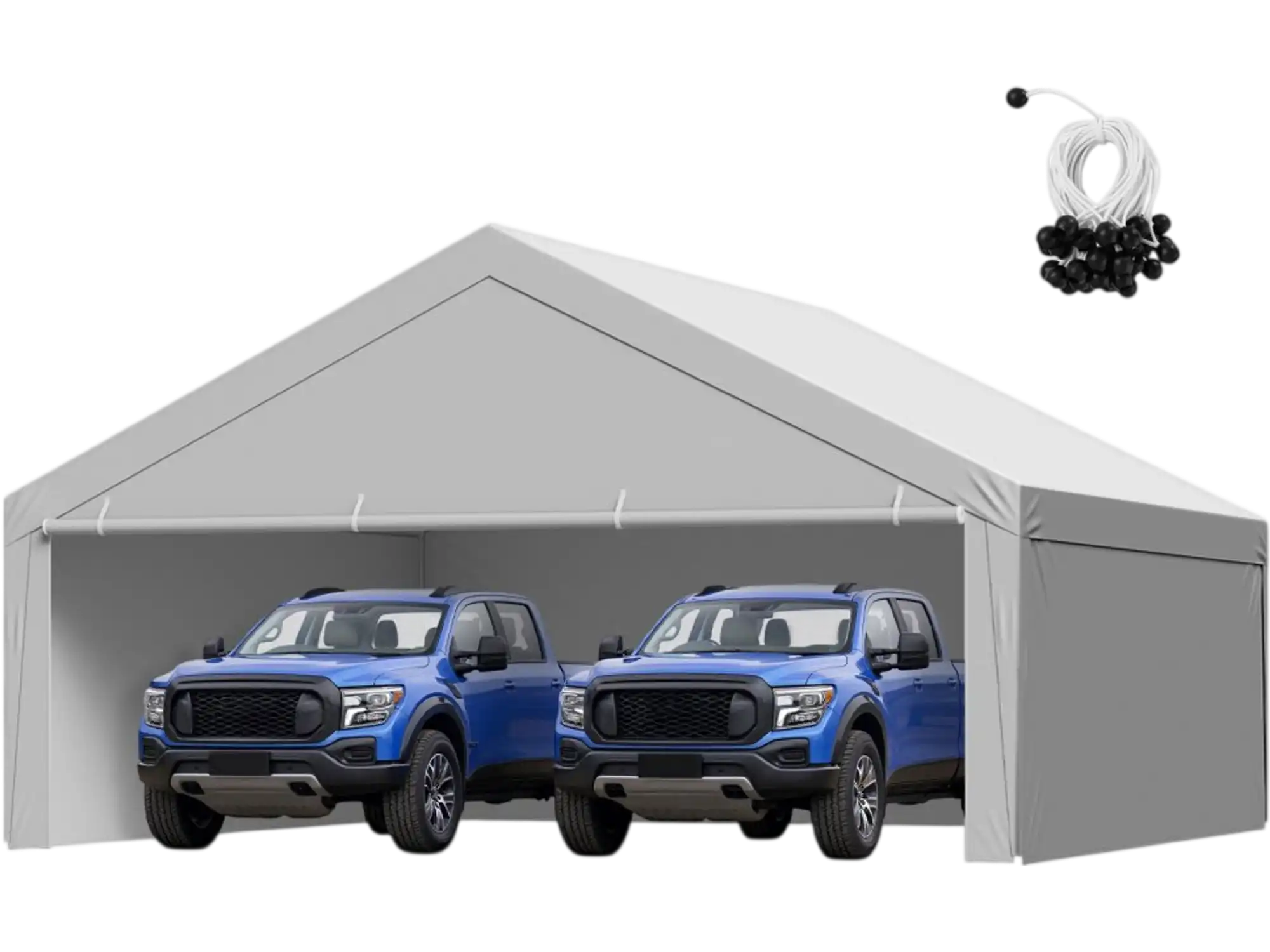 Vevor Carport Replacement Canopy Cover 20' x 20' with Sidewalls Gray New