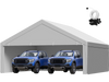 VEVOR Carport Replacement Canopy, 20 x 20 ft Potable Garage Tent Top Tarp with Sidewalls, UV-Resistant & Waterproof, Heavy Duty Car Shelter Tarp with Ball Buggees, Grey, Frame Not Included