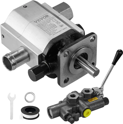 VEVOR Hydraulic Wood Log Splitter Pump Kit, 16 GPM, 2 Stage 4000 PSI Aluminum Hydraulic Gear Pump, with Valve 1'' Inlet 1/2'' NPT Outlet 3600 RPM, for Small Engine Mounting Log Splitters