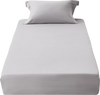 VEVOR Fitted Sheet, 1 Set of 2 Pieces, Twin Size Elastic Fitted Sheet with High-Quality Microfiber, Wear-Resistant & Breathable Twin Fitted Sheet with Single-Sided Brushing, Fit for 15 in Mattress