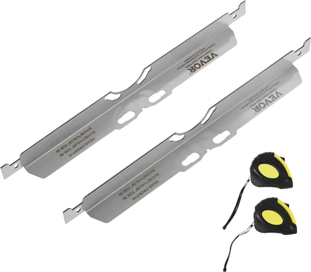 VEVOR Wheel Alignment Tool, 2-Pack Toe Alignment Toe Plates, Stainless Steel Wheel Alignment Tool Plate, Toe Angle Accurate Measurement, Includes 2 Measuring Tapes & Conversion Chart