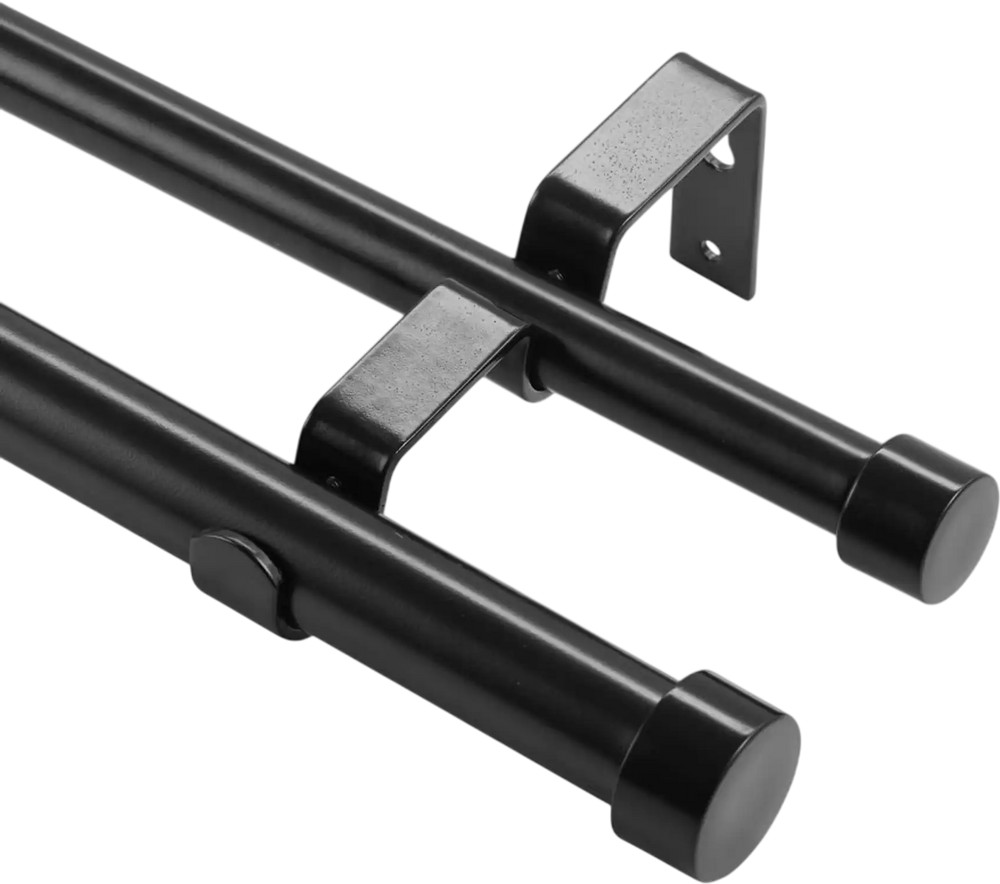 VEVOR 1 Inch Double Curtain Rods 36 to 72 Inches(3-6ft), Drapery Rods for Windows 24 to 68 Inches, Telescoping Dual Curtain Rod with Round Finials, Black
