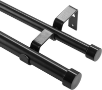 VEVOR 1 Inch Double Curtain Rods 36 to 72 Inches(3-6ft), Drapery Rods for Windows 24 to 68 Inches, Telescoping Dual Curtain Rod with Round Finials, Black