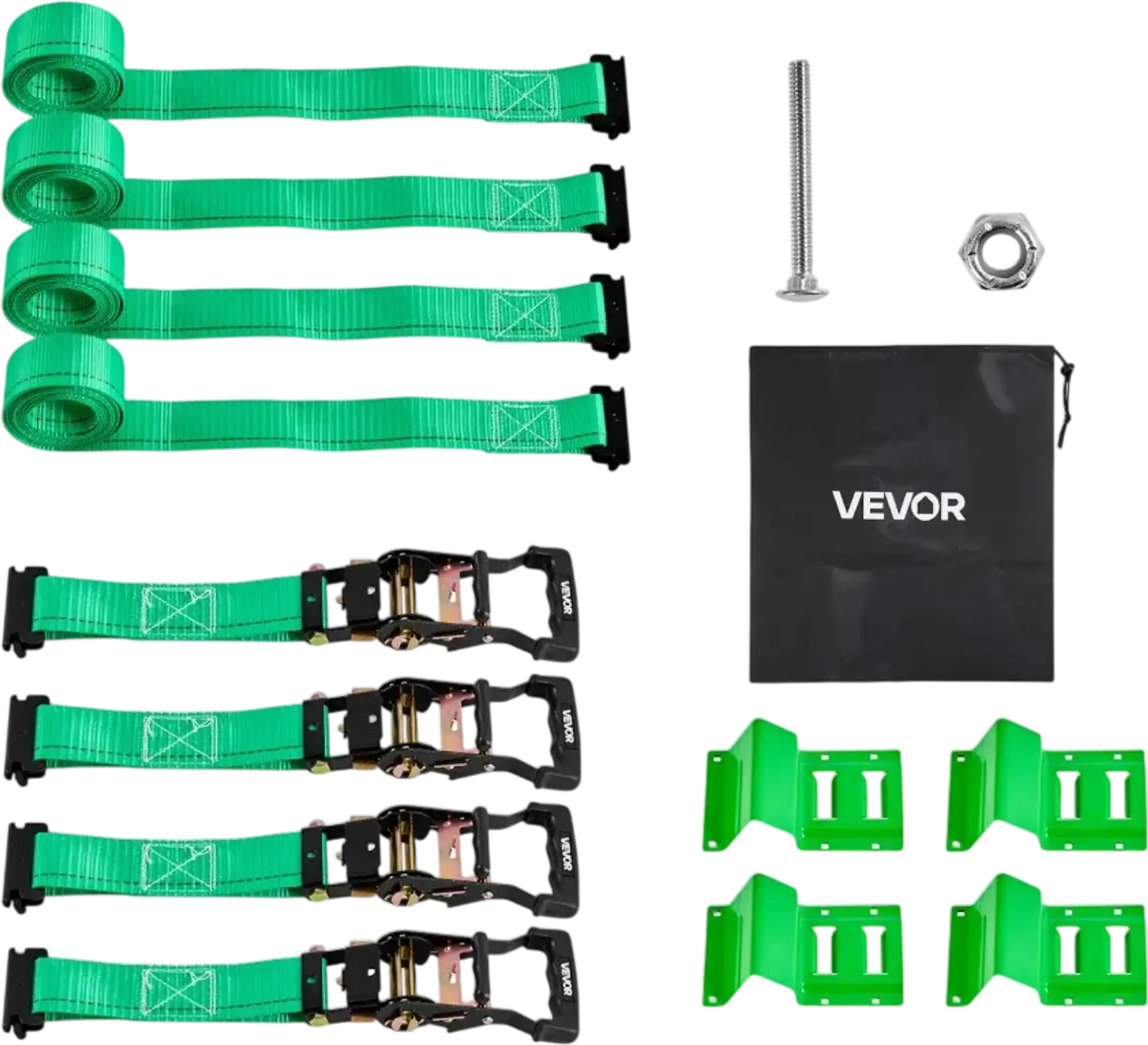 Vevor Tie-Down Kit Wheel Chock Trailer Strap System for ATVs UTVs Motorcycles New