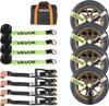 VEVOR Wheel Chock Tie-Down Kit, Tire-Style Trailer Tie Down Strap, Car Tie Down Kit with Flat Hook, Break Strength 10009 lbs & Working Load 3333 lbs Motorcycle Tie-Down System for ATVs, SUVs, Trailers