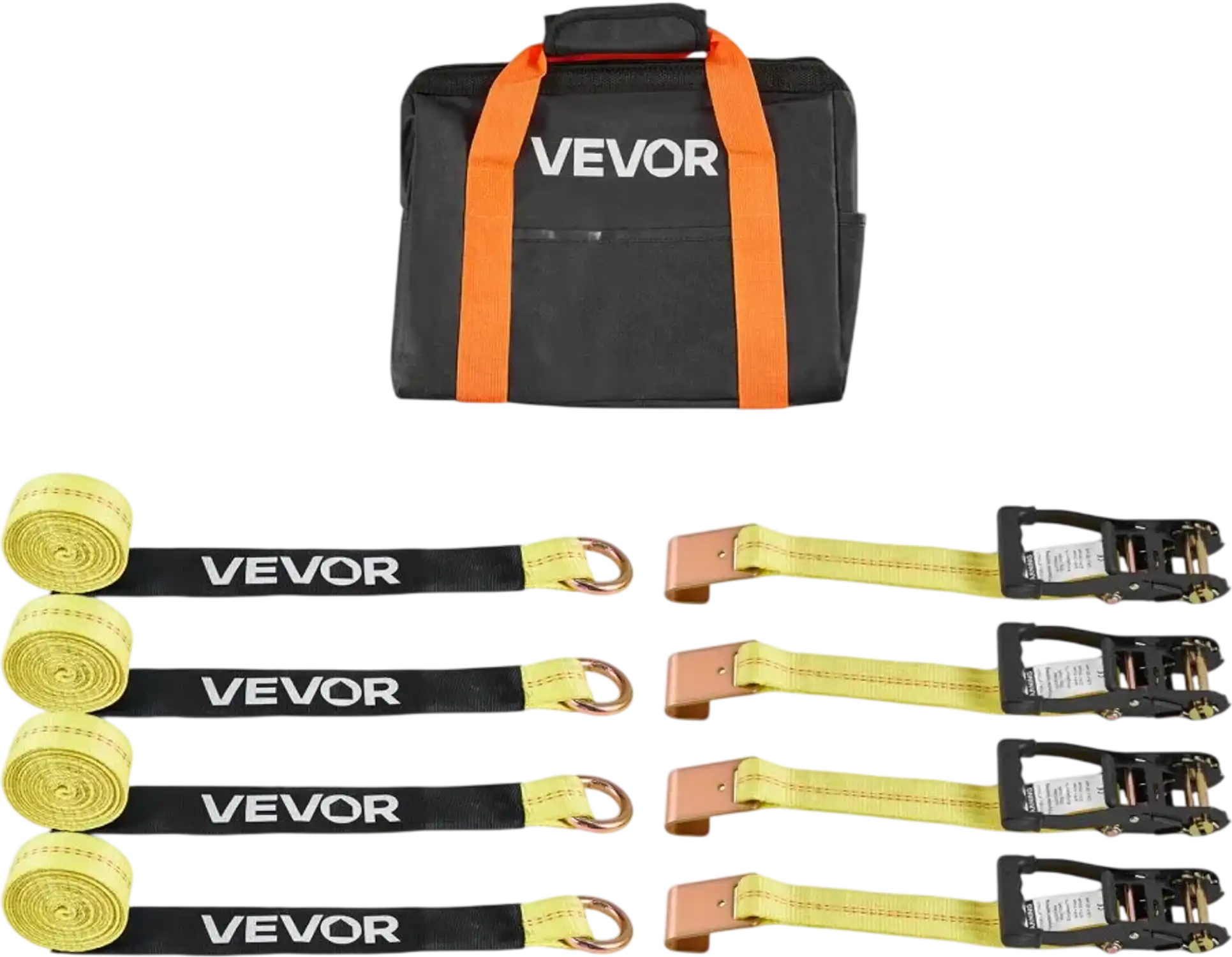 Vevor Wheel Chock Tie-Down Kit Tire-Style Flat Hook Car Trailer Strap New
