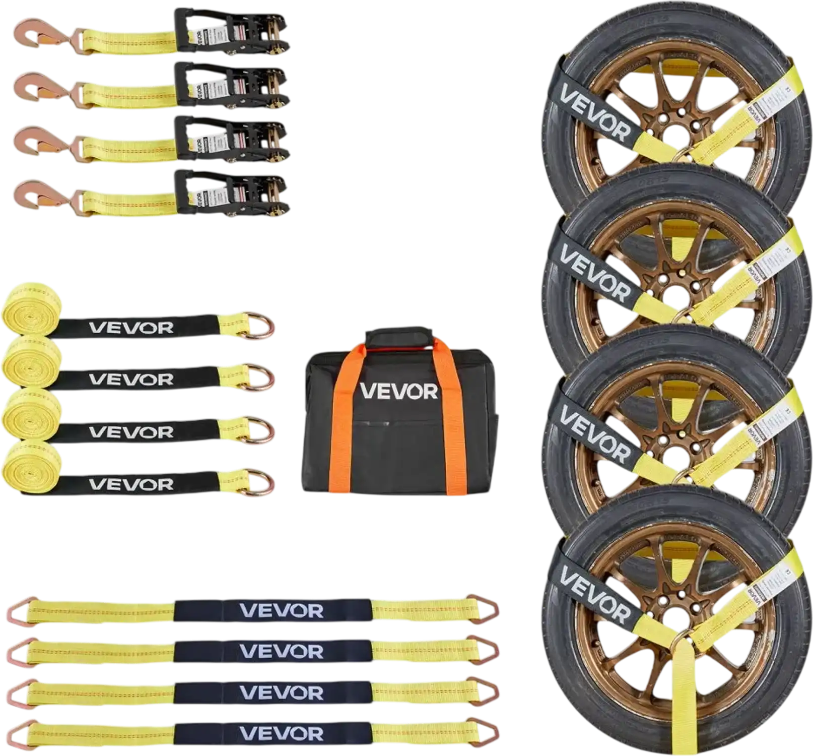 Vevor Wheel Chock Tie-Down Kit Tire-Style Trailer Tie Down Strap System New