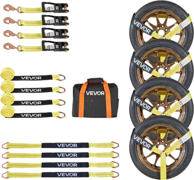 Vevor Wheel Chock Tie-Down Kit Tire-Style Trailer Tie Down Strap System New