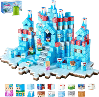 VEVOR Magnetic Blocks, 150 PCS Glacier Castle Set, Magnetic Building Cubes for Kids, STEM Montessori Sensory Toys for Christmas Birthday Gift, Construction Stacking Toy for 3+ Years Old Boys & Girls