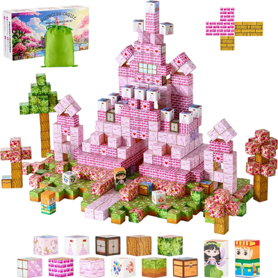 VEVOR Magnetic Blocks, 100 PCS Princess Castle Set, Magnetic Building Cubes for Kids, STEM Montessori Sensory Toys for Christmas Birthday Gift, Construction Stacking Toy for 3+ Years Old Boys & Girls