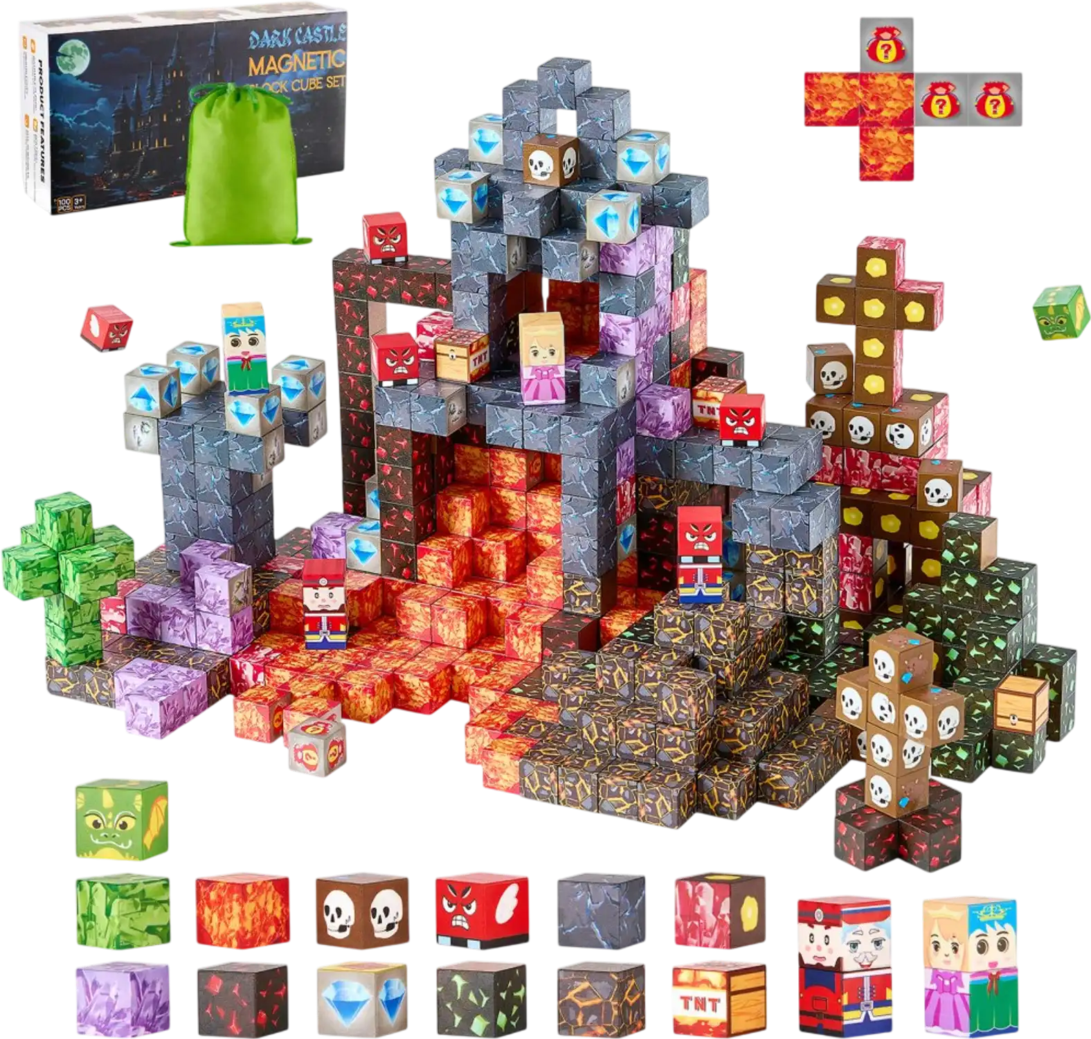 Vevor Magnetic Blocks 100-Piece Dark Castle Set STEM Montessori Sensory Toy New