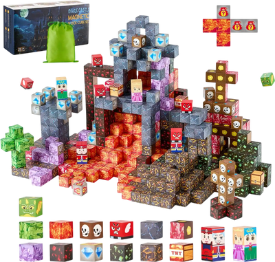 VEVOR Magnetic Blocks, 150 PCS Dark Castle Set, Magnetic Building Cubes for Kids, STEM Montessori Sensory Toys for Christmas Birthday Gift, Construction Stacking Toy for 3+ Years Old Boys & Girls