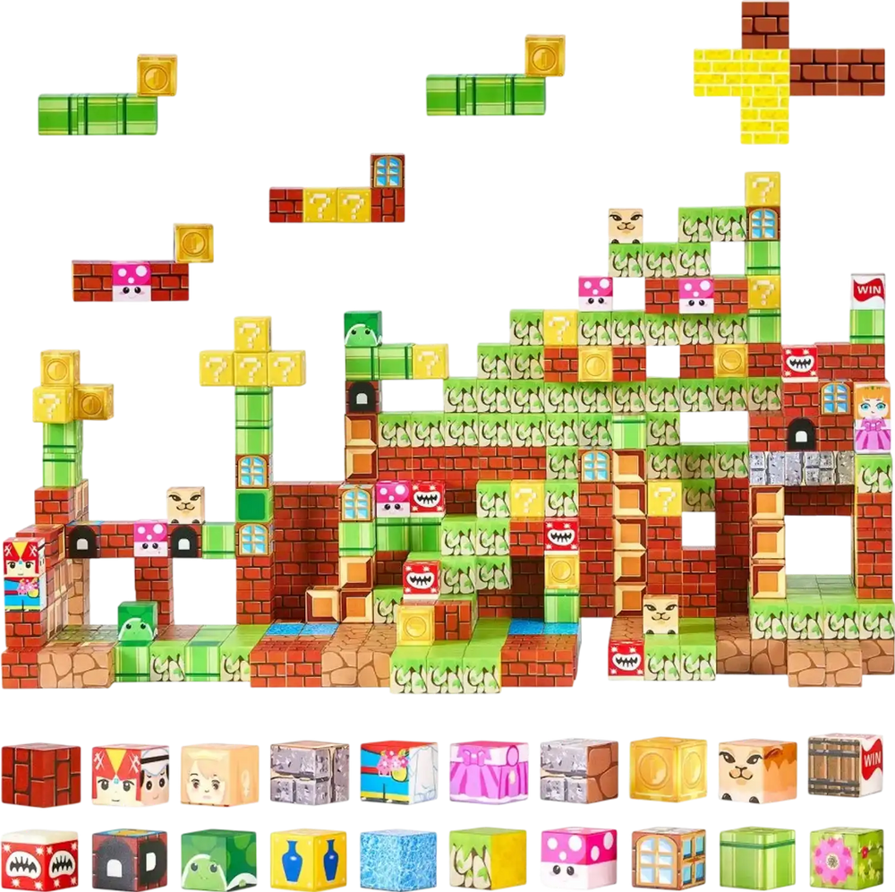 VEVOR Magnetic Blocks, 100 PCS Magnet Blocks Set, Magnetic Building Cubes for Kids, STEM Montessori Sensory Toys for Christmas Birthday Gift, Construction Stacking Toy for 3+ Years Old Boys & Girls