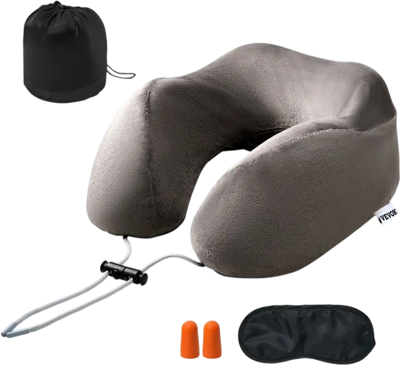 Vevor Travel Pillow Bamboo Charcoal Memory Foam Neck Pillow Set Dark Gray New