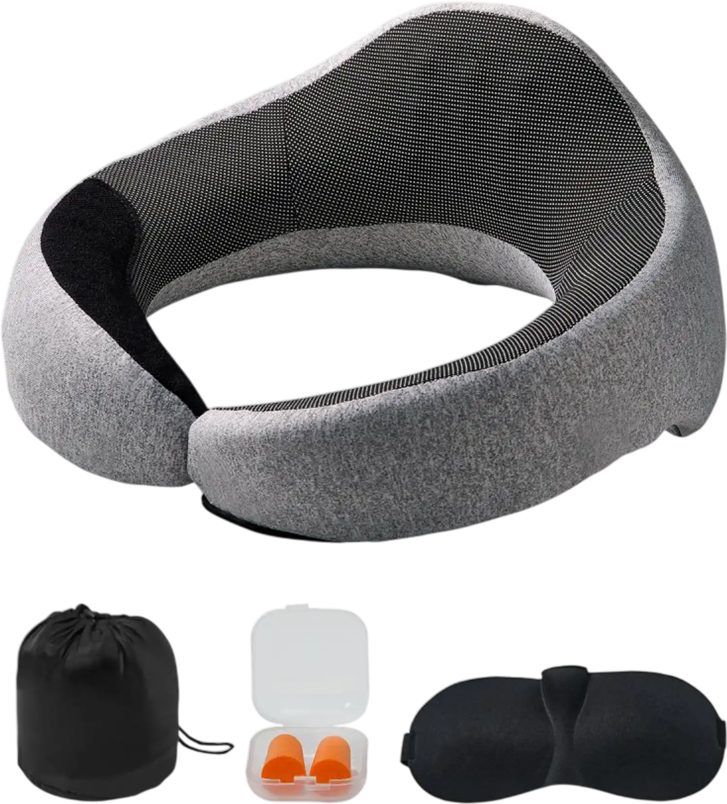Vevor Travel Pillow Double-Layered Memory Foam Neck Pillow Black Gray New