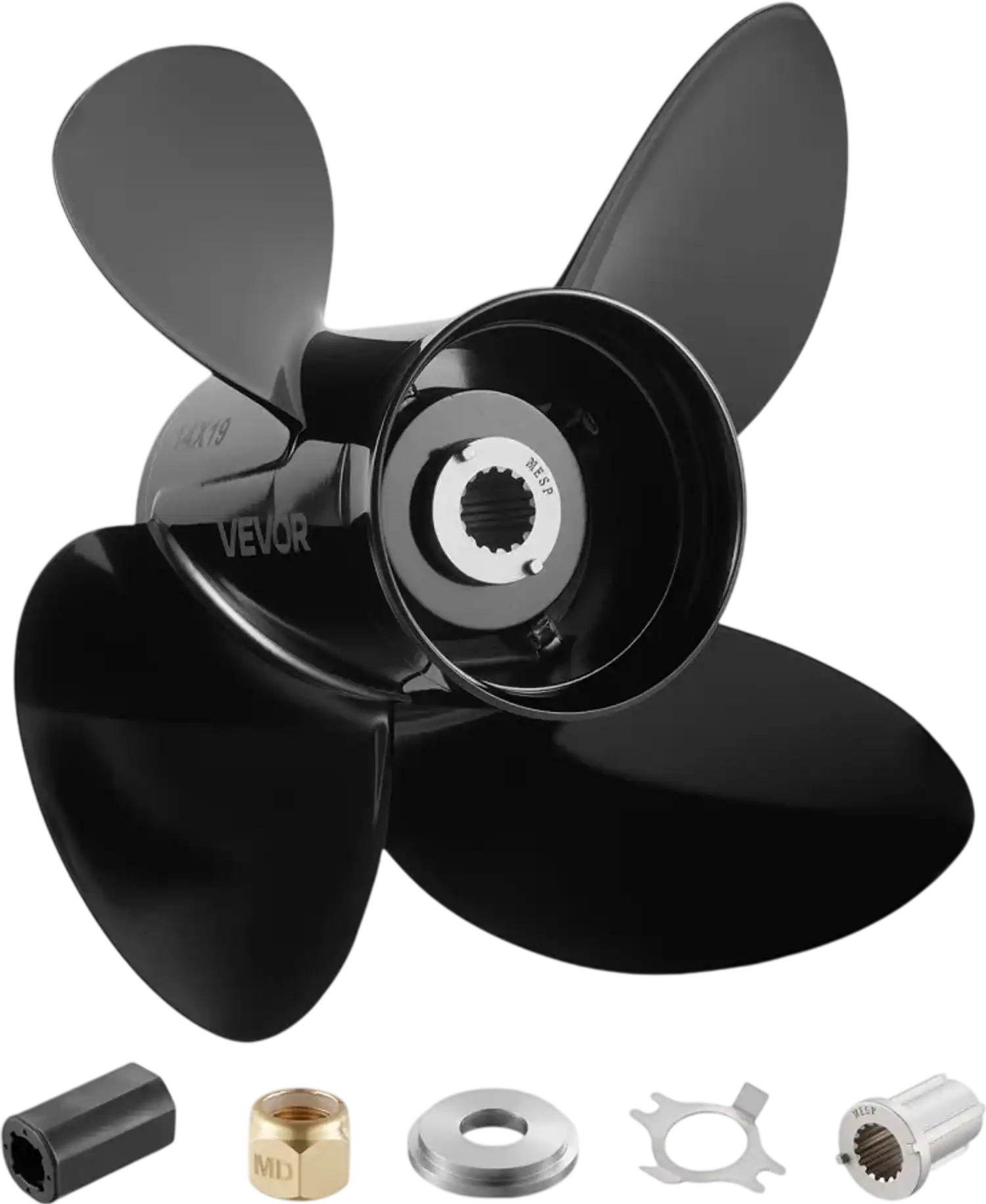 Vevor Outboard Propeller 4-Blade Aluminum RH for Mercury/Mariner 135-300 HP 14