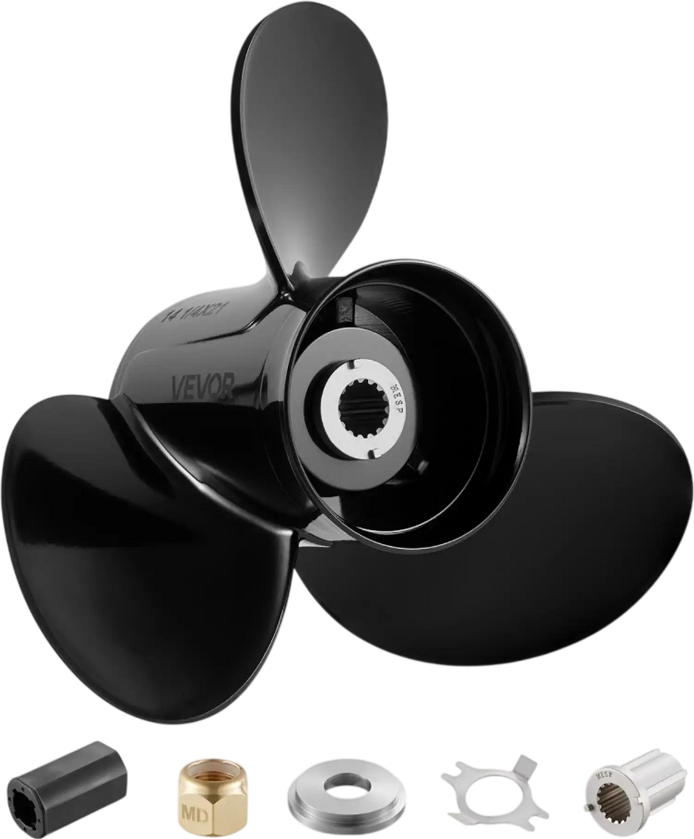 VEVOR Outboard Propeller, Upgrade OEM 15 Spline Tooth Aluminum Outboard Boat Propeller Fit Mercury/Mariner Engines 90-400 HP, 4-3/4" Gearcase, 3-Blade, RH (Right Hand Rotation), OEM No. 48-832832A45