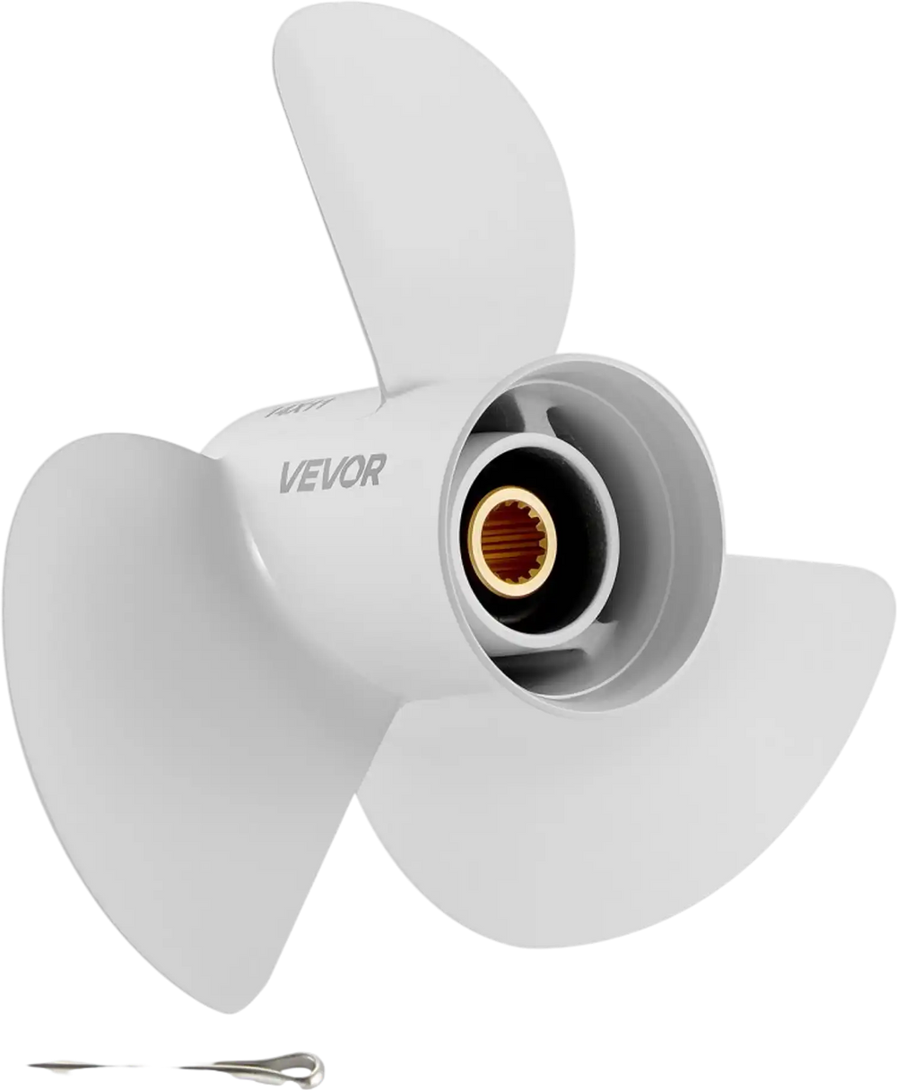 VEVOR Outboard Propeller, Upgrade OEM 15 Spline Tooth Aluminum Outboard Boat Propeller Fit Yamaha Engines 50-130 HP, 4-1/4" Gearcase, 3-Blade, RH (Right Hand Rotation), OEM Parts No. 6E5-45954-00-EL
