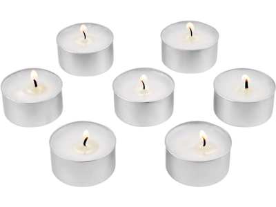 VEVOR 200 Pack Unscented Tea Lights Candles 6.5 Hours Long Burning Smokeless Tealight Candles, Dripless with Aluminum Cups, Natural Palm Wax Votive Candles for Home, Weddings, Christmas, White