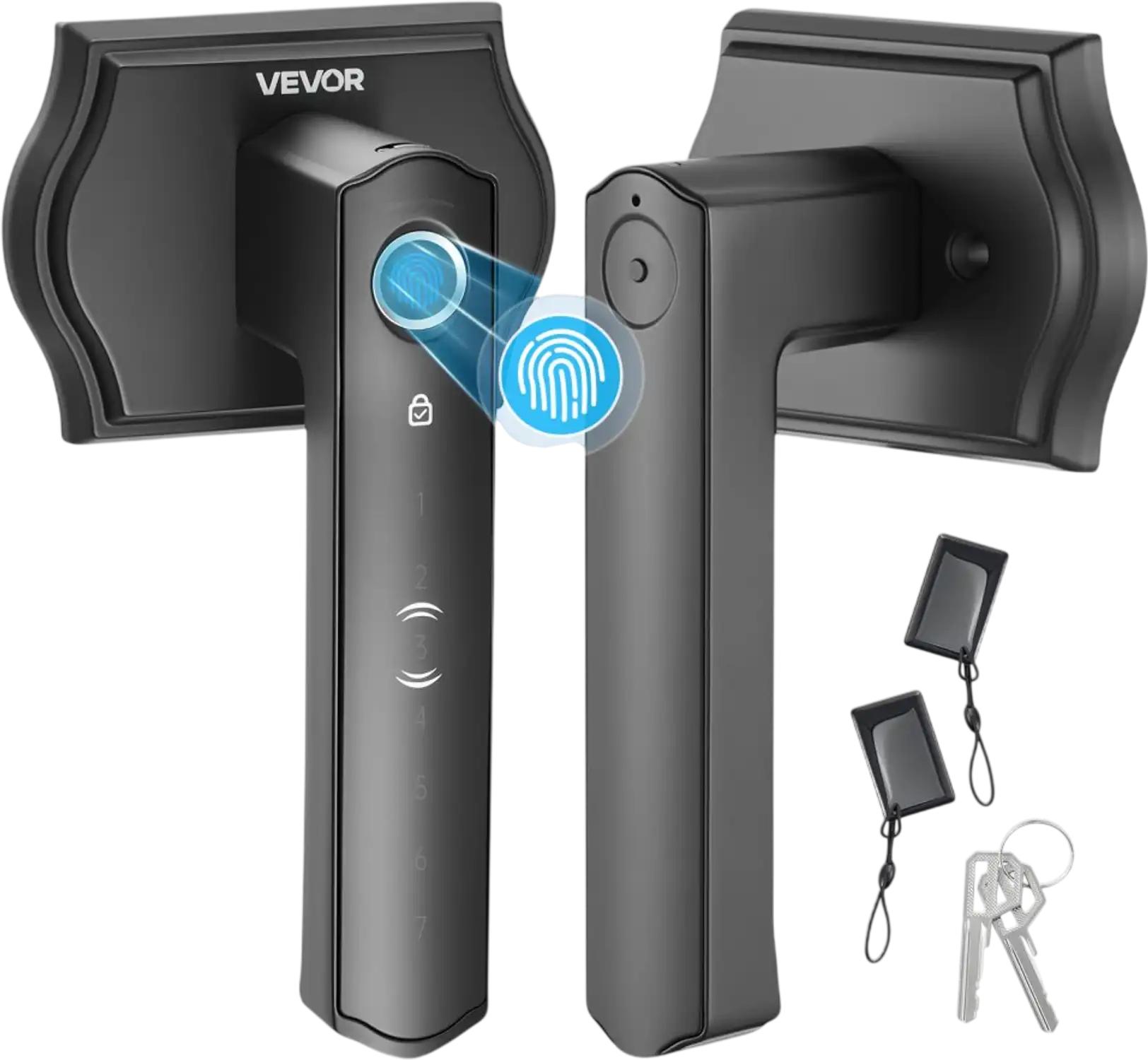 Vevor Fingerprint Door Lock Set Keyless Entry Biometric Knob with Handle Matte Black New