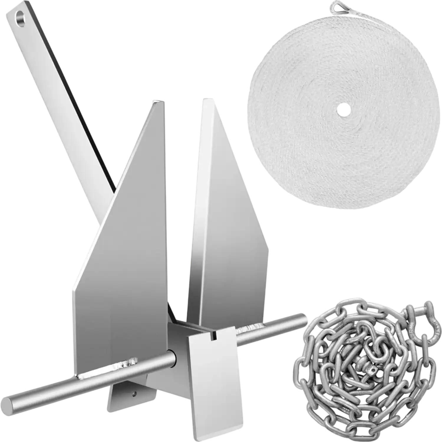 Vevor Boat Anchor Kit 13 lbs Fluke Style Galvanized Steel w/ Chain & Rope New