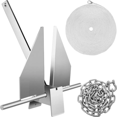 Vevor Boat Anchor Kit 8.5 lb Fluke Style Galvanized Steel New
