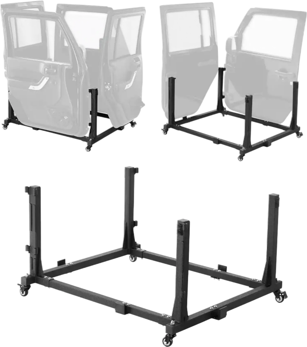 VEVOR Jeep Door Storage Cart, 4 Doors Moveable Storage Cart Rack with Thickened Rubber Cushion, Sturdy Car Door Holder Cart Fit for Jeep Wrangler JK JL/Gladiator JT 2007- 2023 JK JL / Gladiator JT