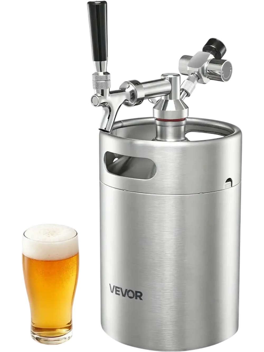 VEVOR 170oz Mini Keg, Pressurized Growler Tap System, 304 Stainless Steel Beer Kit, with Co2 Regulator, Self-Closing Faucet, Keeps Fresh and Carbonation for Homebrew, Craft and Draft Beer