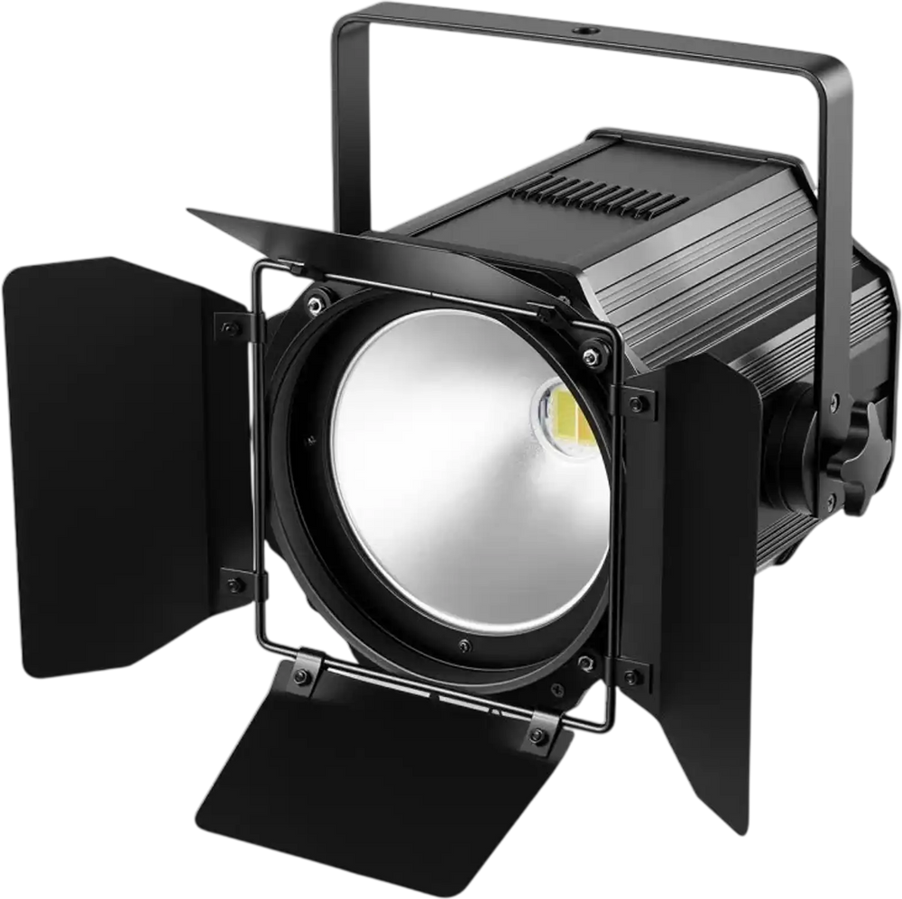 VEVOR Stage Light with Barn Doors, 200 W COB Par Light Cool and Warm White, Spotlight for Event, Wedding, Church, Theater, Bar, Auto/DMX/Master-Slave/Sound Control, Signal Cable & Power Cord Included