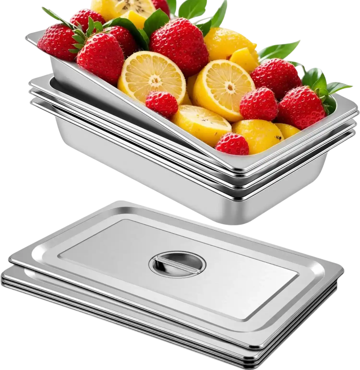 Vevor Steam Table Pans Full Size 4 Pack 20.9 x 12.8 x 3.9