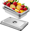 VEVOR 4 Pack Steam Table Pans 20.9 x 12.8 x 3.9 Inch Deep Steam Table Pan Full Size 13L Deep Food Container Stainless Steel Oven Tray Hotel Pans Anti-Jam Steam Table Food Pan