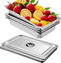 VEVOR 4 Pack Steam Table Pans 20.9 x 12.8 x 3.9 Inch Deep Steam Table Pan Full Size 13L Deep Food Container Stainless Steel Oven Tray Hotel Pans Anti-Jam Steam Table Food Pan