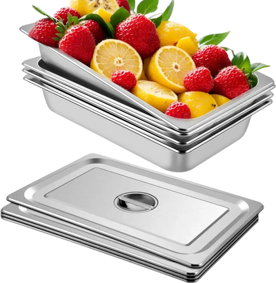 Vevor Steam Table Pans Full Size 4 Pack 20.9 x 12.8 x 3.9