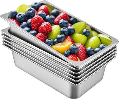 Vevor Steam Table Pans Full Size 6-Pack Stainless Steel Deep Hotel Food Pans New