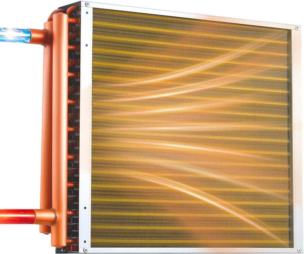 VEVOR Water to Air Heat Exchanger, 18 x 18 in Finned Tube HVAC Heat Exchanger Coil with Copper Tubes & Aluminum Fins, 120K BTU Output for Outdoor Wood Furnace, Hydronic Heating & Cooling Systems