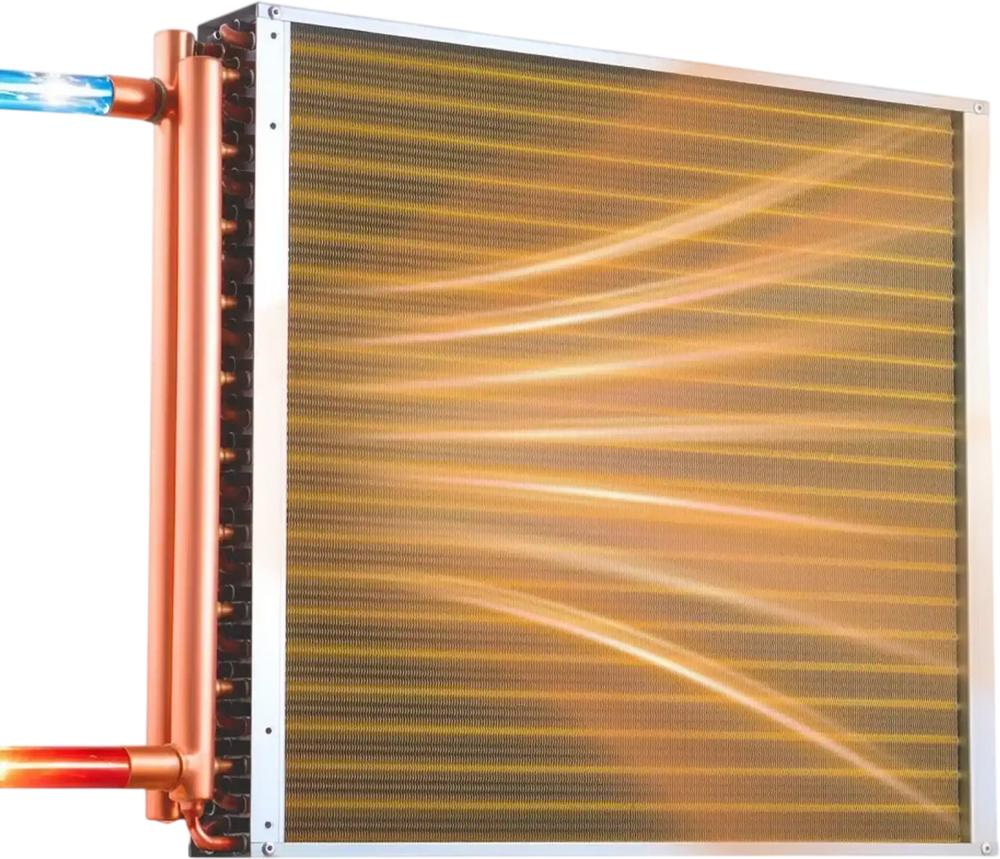 VEVOR Water to Air Heat Exchanger, 22 x 22 in Finned Tube HVAC Heat Exchanger Coil with Copper Tubes & Aluminum Fins, 190K BTU Output for Outdoor Wood Furnace, Hydronic Heating & Cooling Systems