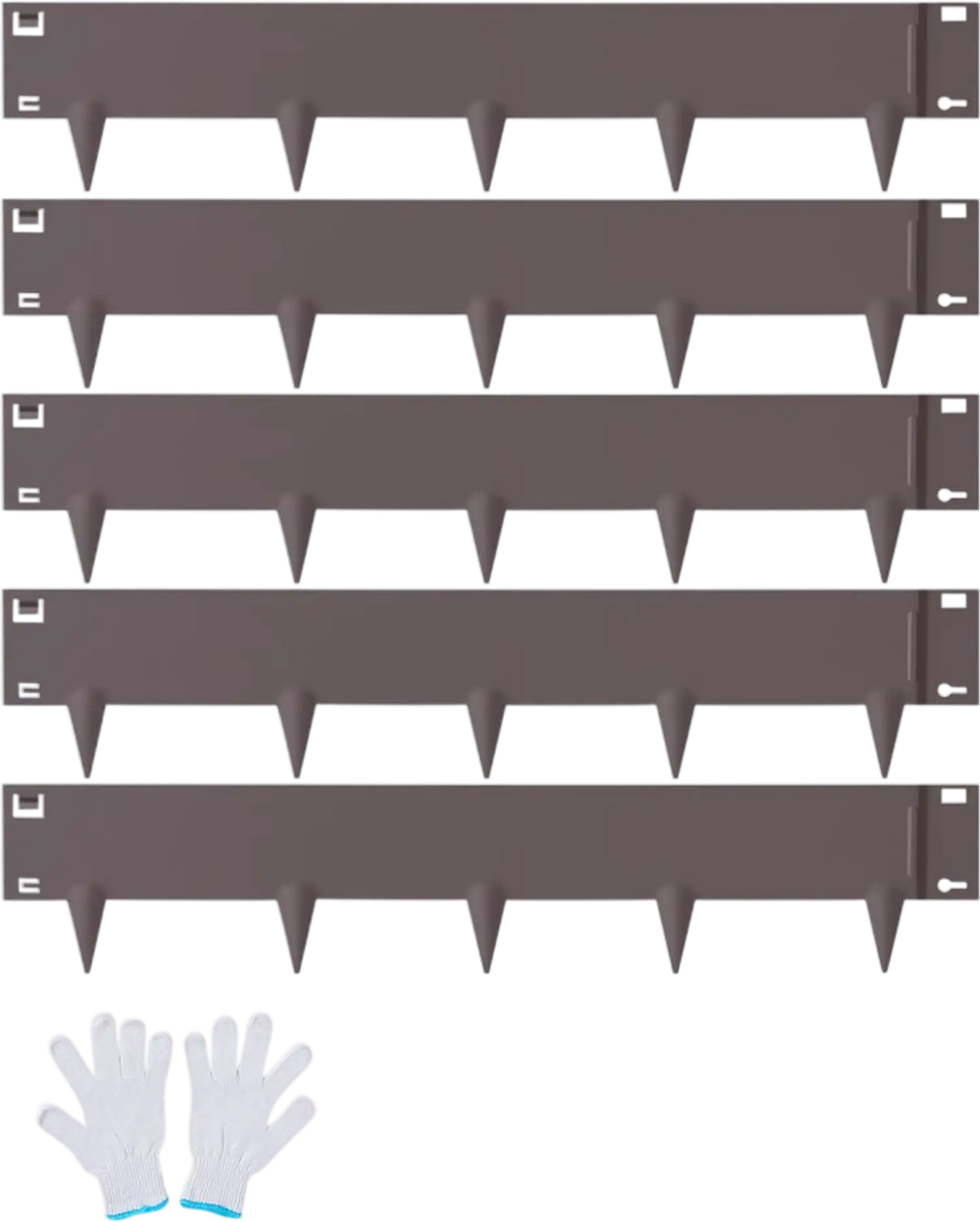 VEVOR Steel Landscape Edging, 5-pack Steel Garden Edging Borders, 39" L x 5" H Strips, Hammer-in Edging Border, Bendable Metal Landscape Edging for Yard, Garden, Lawn, 3.15" Spike Height, Brown