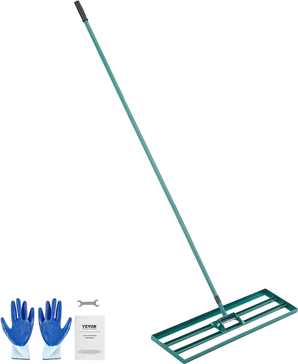 VEVOR Lawn Leveling Rake, 36"x10" Level Lawn Tool, Heavy-duty Lawn Leveler with 78" Steel Extended Handle, Yard Leveling Rake Suit for Garden, Golf Lawn, Farm