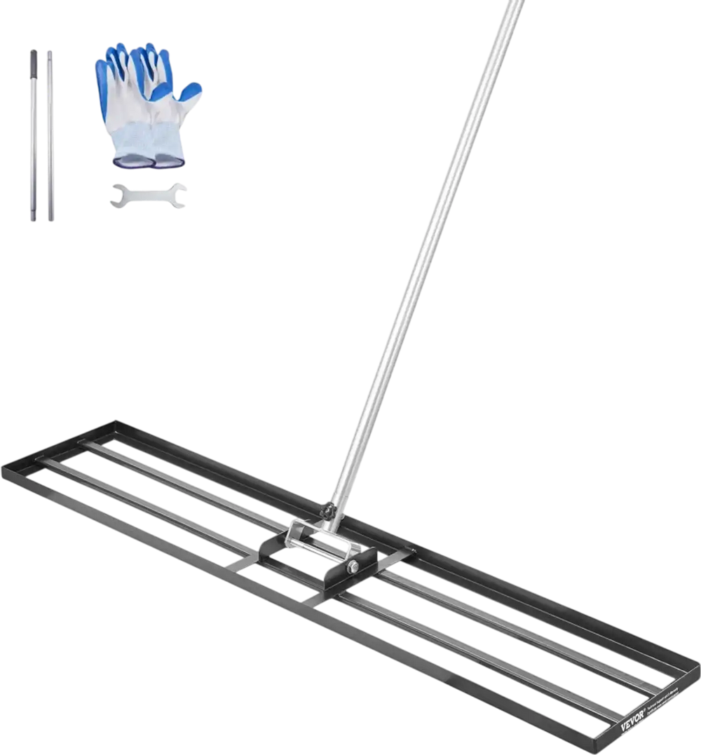 VEVOR Lawn Leveling Rake, Lawn Leveler with 83.9 in Handle, 48x10 in Ground Plate, Rust-Resistant Carbon Steel Soil Leveler, 2 Heights Adjustable, Effort Saving Lawn Leveling Tool for Yard Golf Court