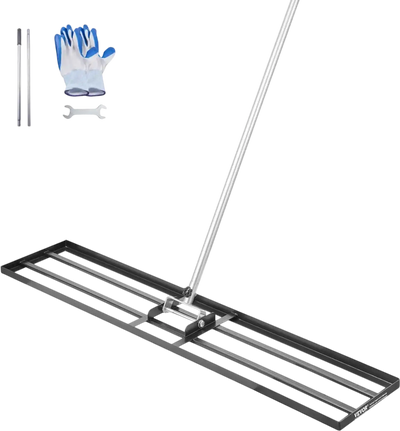 VEVOR Lawn Leveling Rake, Lawn Leveler with 83.9 in Handle, 48x10 in Ground Plate, Rust-Resistant Carbon Steel Soil Leveler, 2 Heights Adjustable, Effort Saving Lawn Leveling Tool for Yard Golf Court