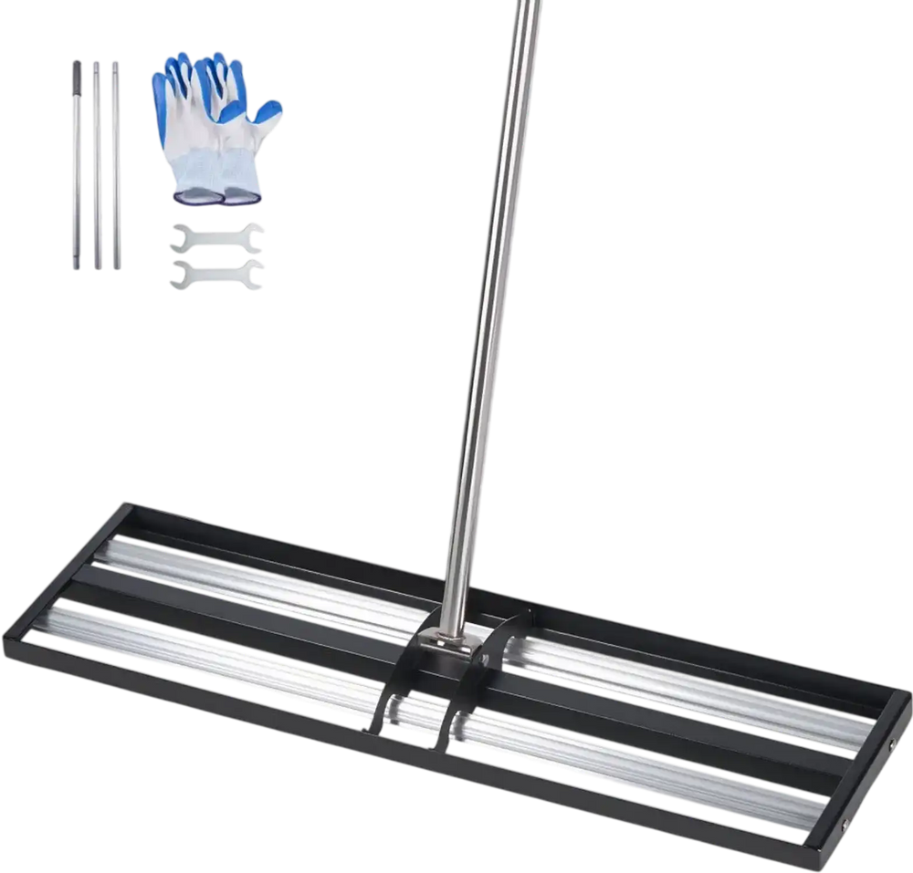 VEVOR Updated Lawn Leveling Rake with Roller, 36" x 10" Stainless Steel Lawn Leveler with 83.9" Adjustable Handle, Heavy Duty Yard Leveling Rake, Effort Saving Lawn Leveling Tool for Yard Golf Court