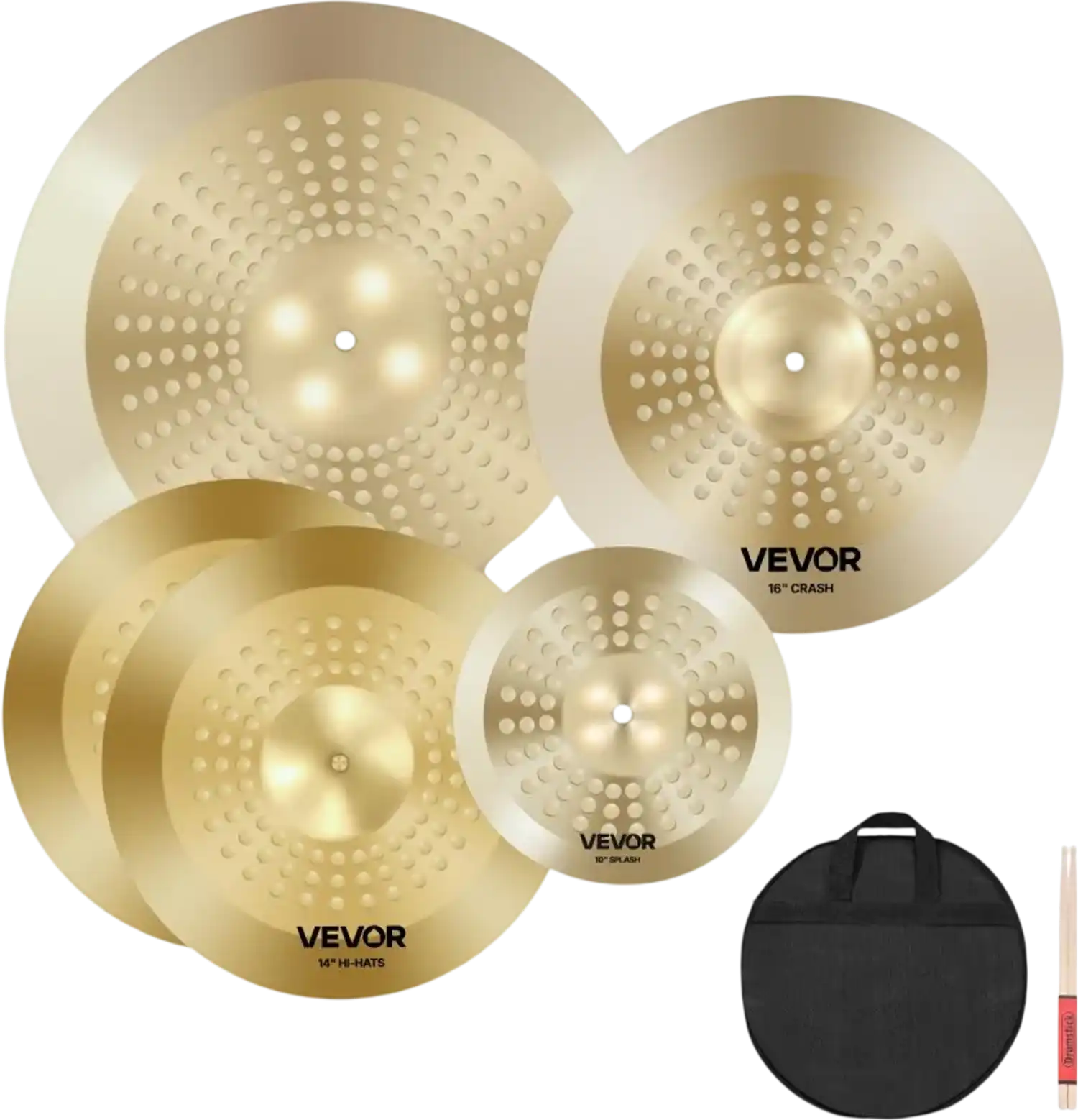 Vevor Cymbal Set 4-Piece Alloy Drum Cymbal Pack 10