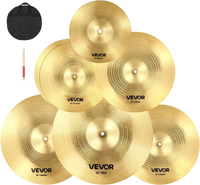 VEVOR Cymbal Pack, 6 Pieces Cymbals for Drum Set, Alloy Cymbals Drum Set Includes 14-inch Hi-Hats, 16-inch Crash, 18-inch Crash, 20-inch Ride, 10-inch Splash, 16-inch China, Drumsticks & Cymbal Bag