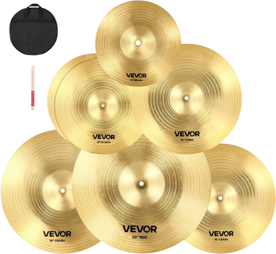 Vevor Cymbal Set 6-Piece Alloy Drum Cymbal Pack 10