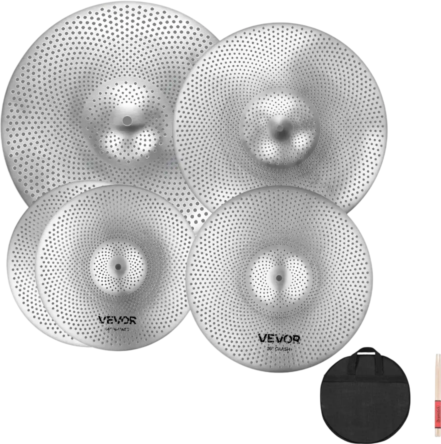 Vevor Cymbal Pack Low Volume 4-Piece Quiet Drum Set New