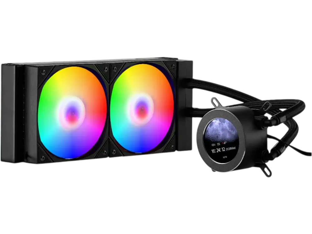 VEVOR CPU Liquid Cooler, AIO CPU Water Cooler - 120mm PWN Fans & Pump, Customizable Black PC Liquid Cooler with 2.1'' LCD Display & ARGB light, for Intel 115X/1366/2011/1700/1200, AMD AM4/AM5