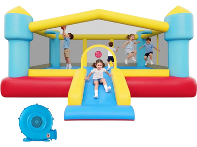 Vevor Inflatable Bounce House Kids Bouncer with Slide Basketball Hoop & Target Game 14.7' x 13.8' x 6.8' New
